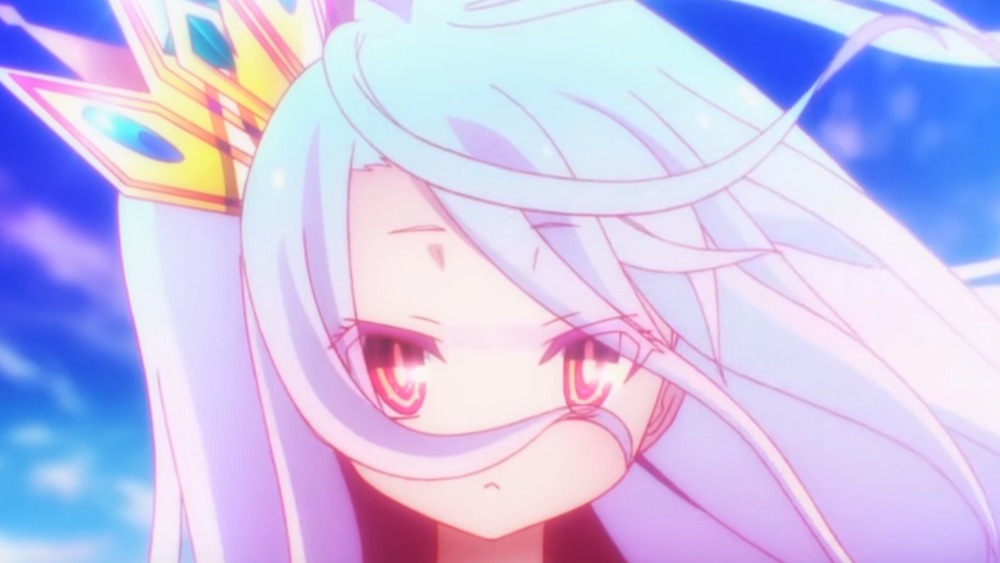 Shiro wearing crown in No Game No Life anime