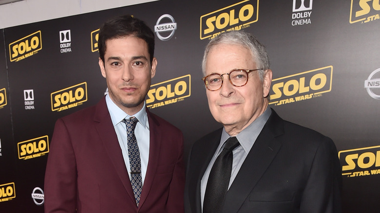 Jon Kasdan and Lawrence Kasdan smiling at Solo premiere