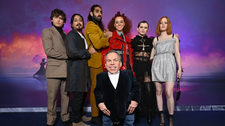 (L-R) Dempsey Bryk, Tony Revolori, Amar Chadha-Patel, Erin Kellyman, Ruby Cruz, Ellie Bamber and (front) Warwick Davis attending the UK Special Screening of Lucasfilm original series Willow