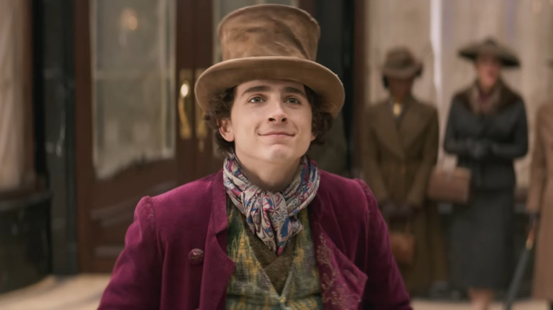 Timothee Chalamet wearing Wonka hat