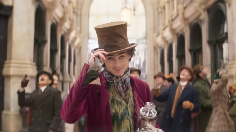 Wonka tips hat