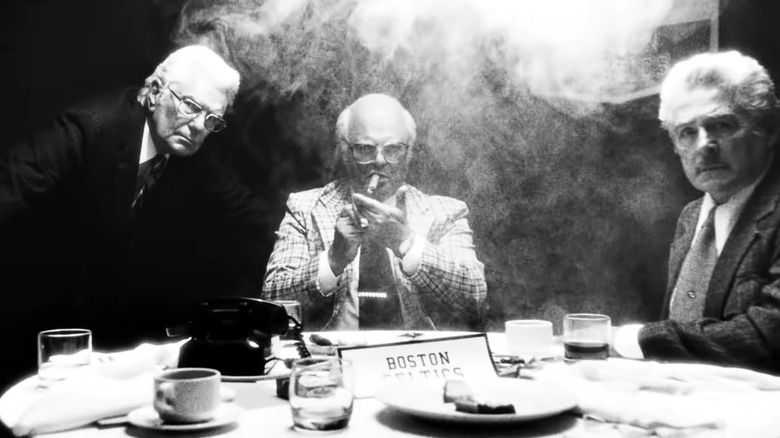Michael Chiklis lighting up in "Winning Time"