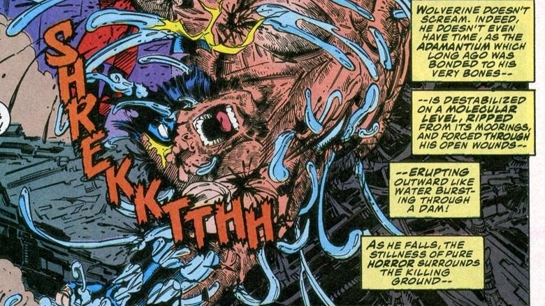 Magneto ripping out Wolverine's skeleton