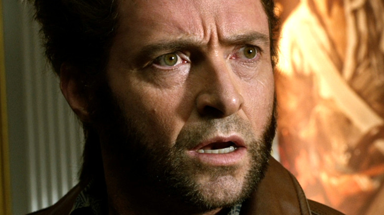 Hugh Jackman as Wolverine in X-Men Days of Future Past looking bewildered