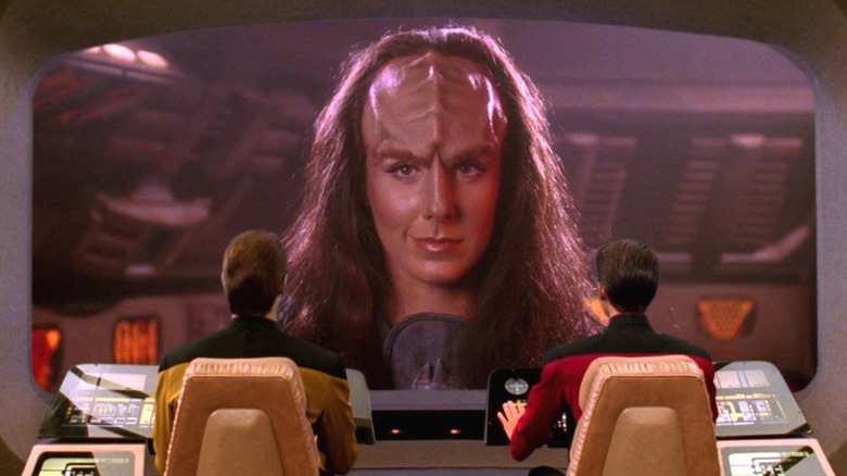 Worf's mate smiling in "Star Trek: The Next Generation" (1987-1994)
