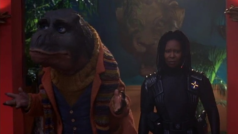 Katie Coltrane and Theodore Rex enter a room in 'Theodore Rex' (1996)