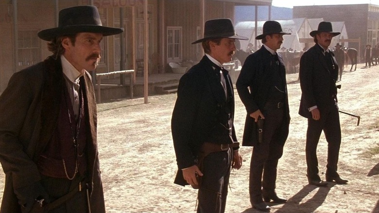 Cowboys preparing for a high noon standoff in Wyatt Earp (1994)