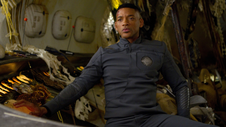 Cypher Raige glaring from a ship's chair in "After Earth"