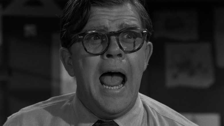 Pat Hingle as Horace Ford in his glasses, yelling, in "The Incredible World of Horace Ford" from "The Twilight Zone."