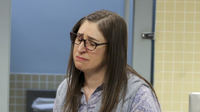 Amy looking sad on The Big Bang Theory