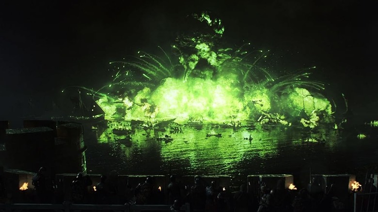 Wildfire explosion during the Battle of Blackwater Bay on Game of Thrones