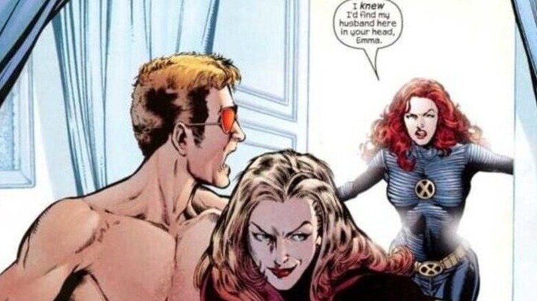 Jean catches Emma and Cyclops
