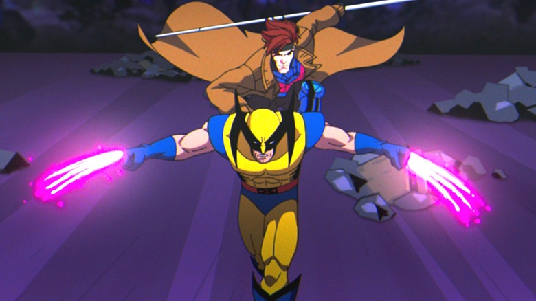 Wolverine carrying Gambit piggyback