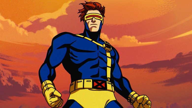 Cyclops standing against red sky