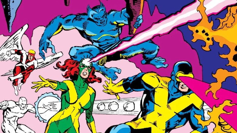 Angel, Iceman, Jean Grey, Beast, and Cyclops charging ahead in X-Factor