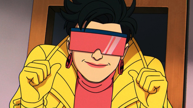 Jubilee pointing to herself