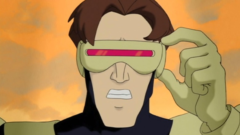 Cyclops adjusting his visor