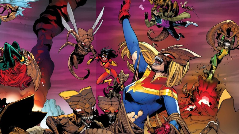 The Brood attacking heroes