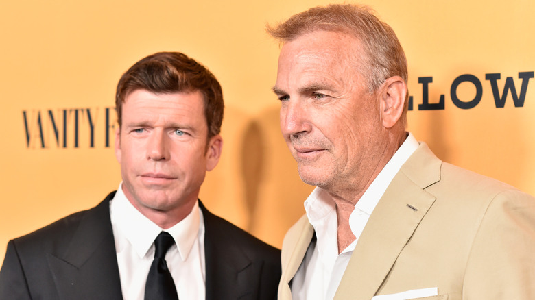 Kevin Costner and Taylor Sheridan at a Yellowstone red carpet event