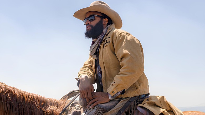 Colby Mayfield sitting atop horse