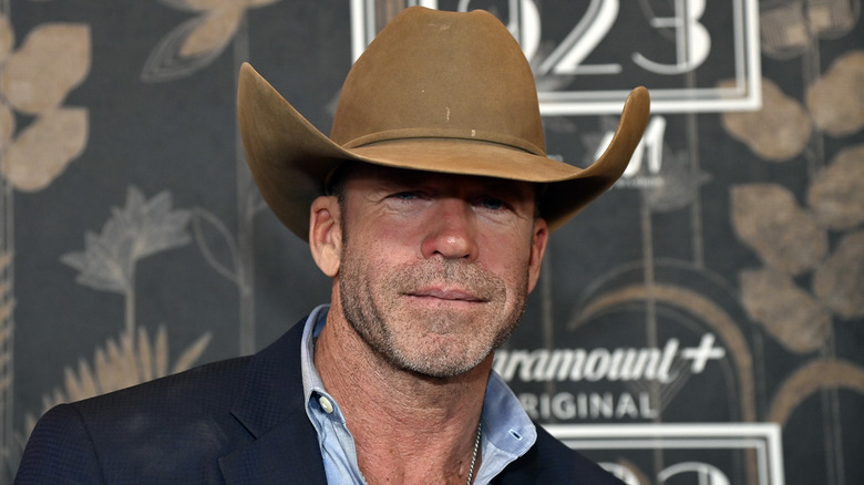 Taylor Sheridan wearing brown cowboy hat