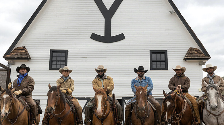 Yellowstone ranch hands riding horses