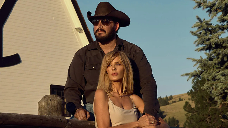 Rip and Beth look concerned in "Yellowstone"