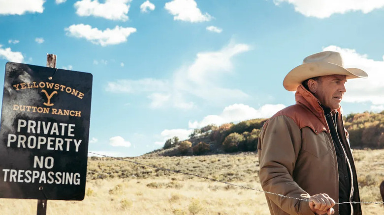 John Dutton at the family fenceline in "Yellowstone"