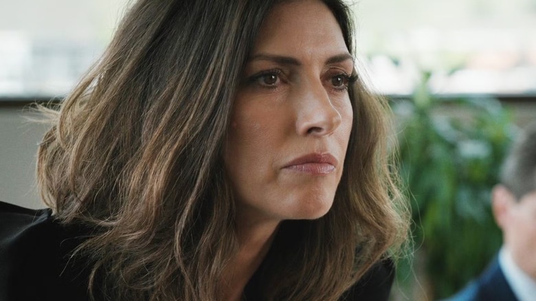 Sarah, with rumpled hair, frowning in "Yellowstone."