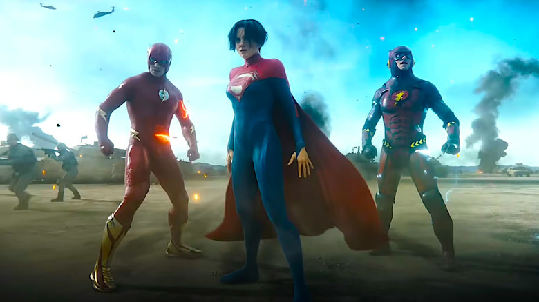 Supergirl with the Flashes on the battlefield