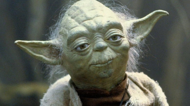 Jedi Grand Master Yoda sitting in "The Empire Strikes Back"
