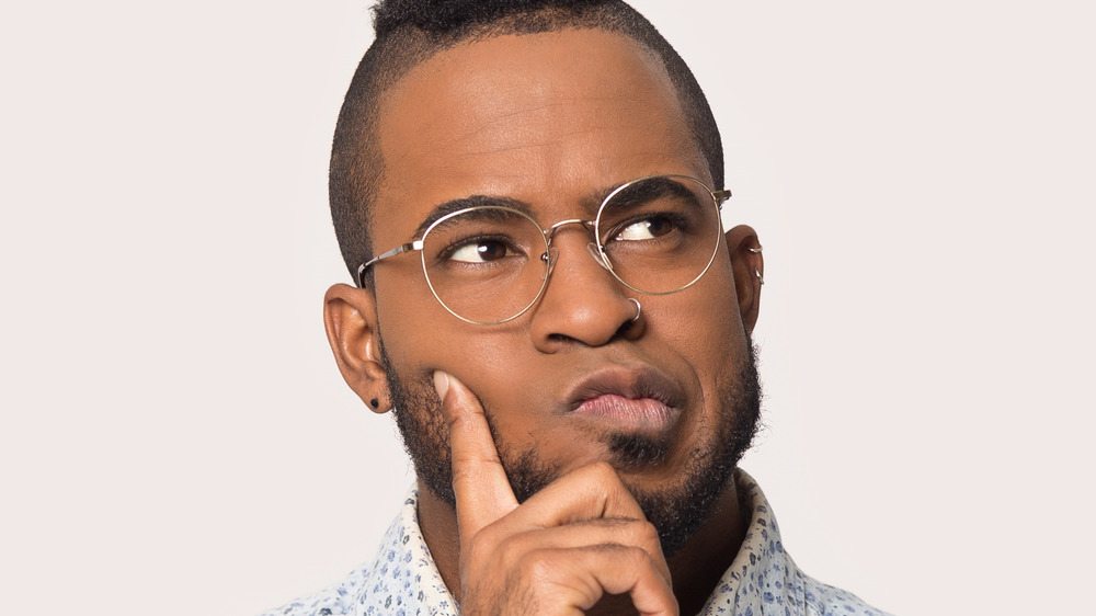 Model thinking hard in glasses