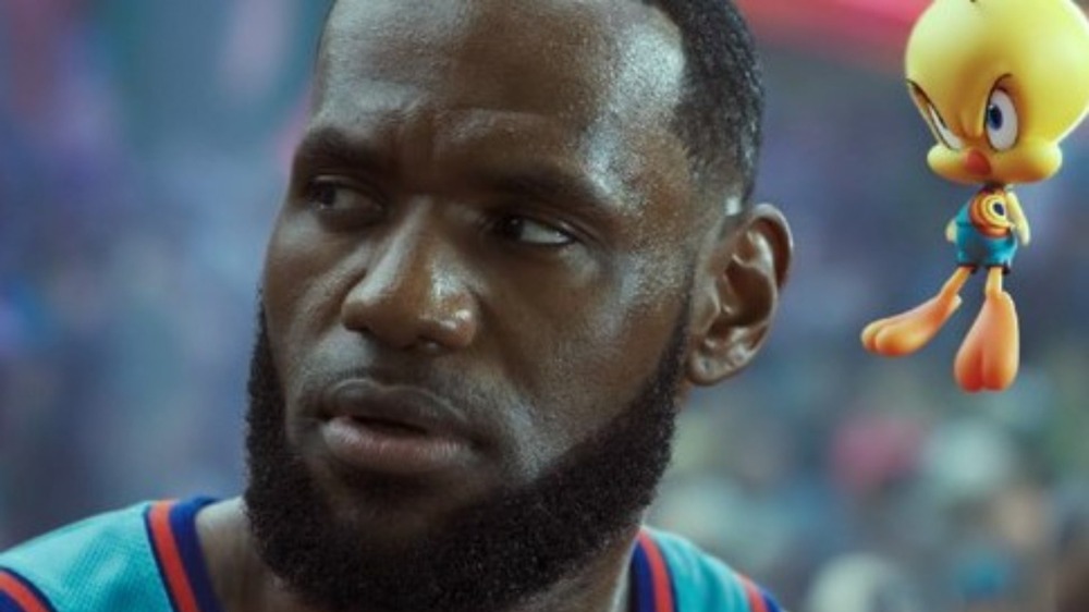 LeBron James and Tweety Bird glare