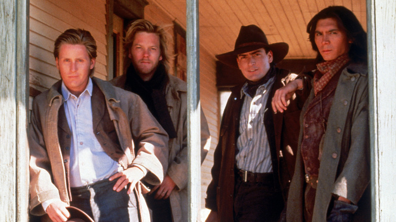 William H. Bonney, Doc Scurlock, Richard Brewer, and Chavez y Chavez smiling in Young Guns (1988)