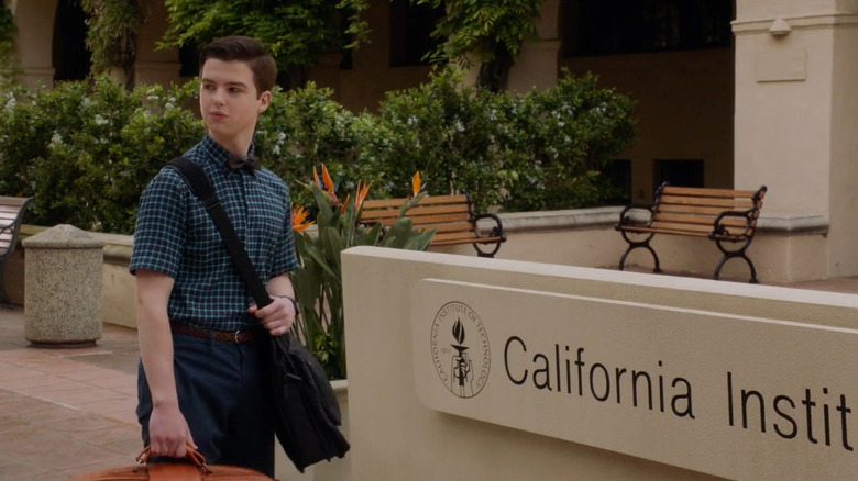 Sheldon looking happy at Caltech