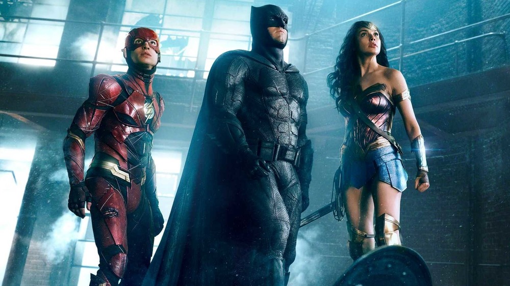 Batman, Flash, and Wonder Woman in costume