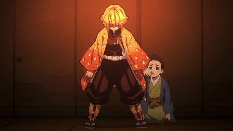 Zenitsu Agatsuma fighting in Demon Slayer