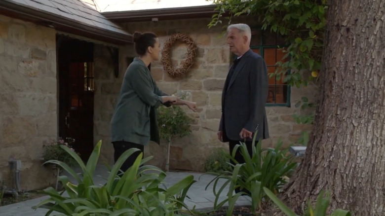 Cote de Pablo as Ziva David and Mark Harmon as Leroy Jethro Gibbs, from NCIS