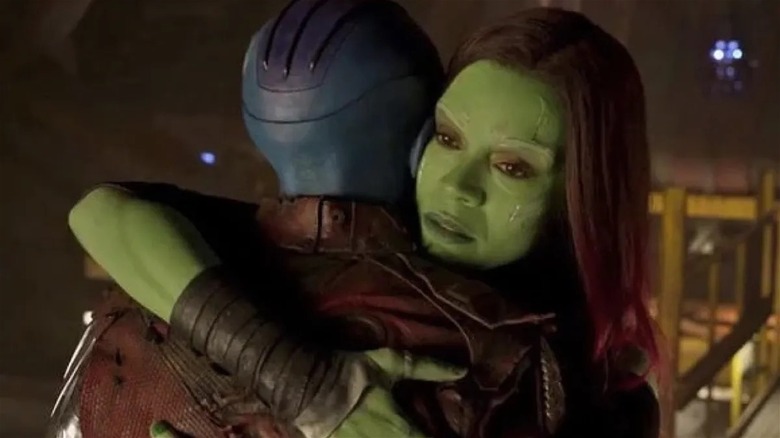 Gamora and Nebula hugging