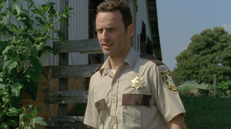 Rick Grimes wearing his sheriff uniform on The Walking Dead