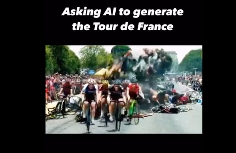 AI generated cyclists pedaling