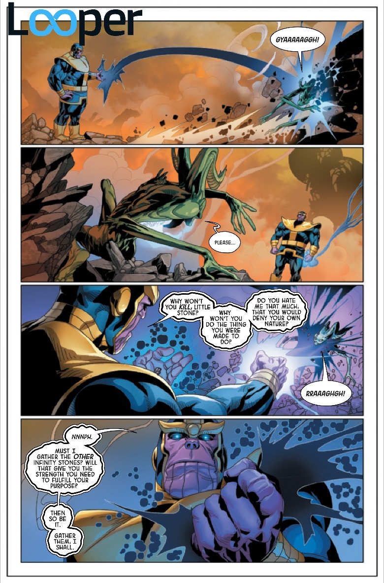 Thanos talking to stone