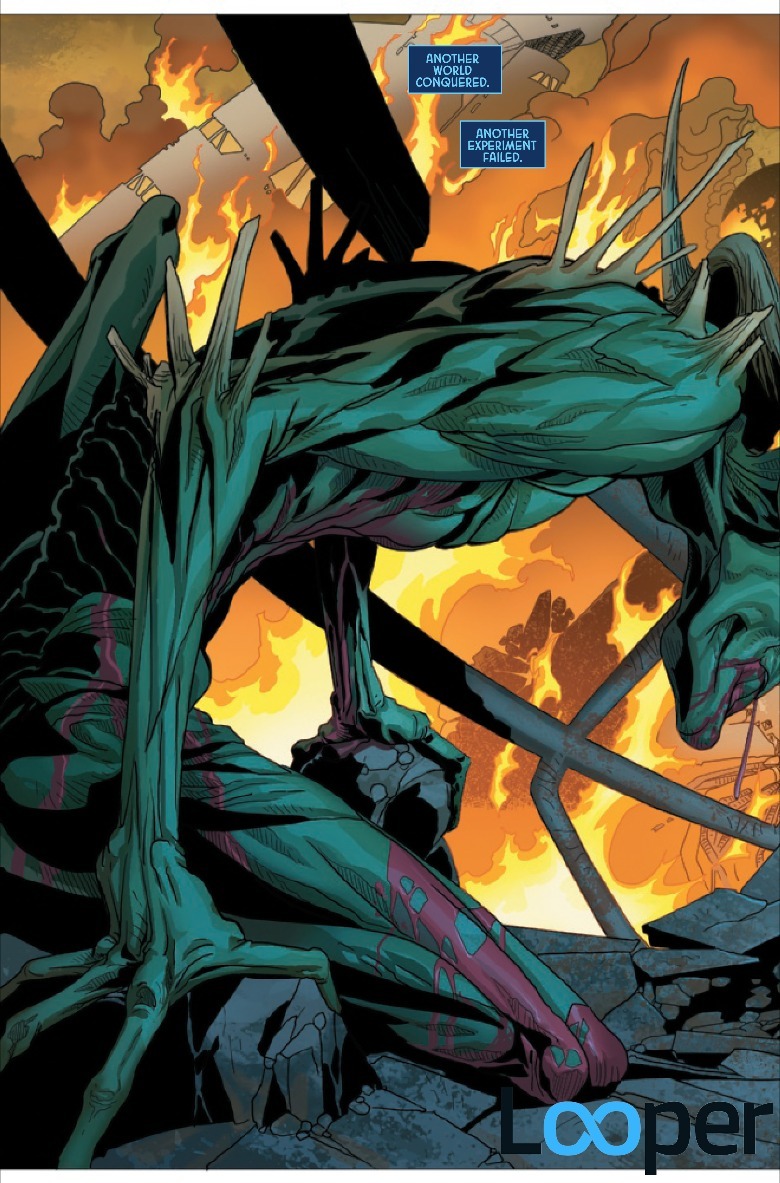 alien surrounded by fire