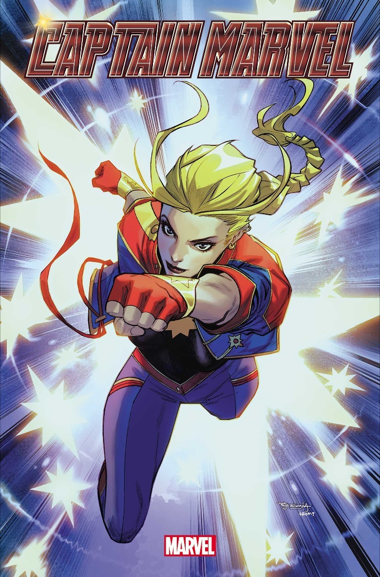 Captain Marvel with fist extended
