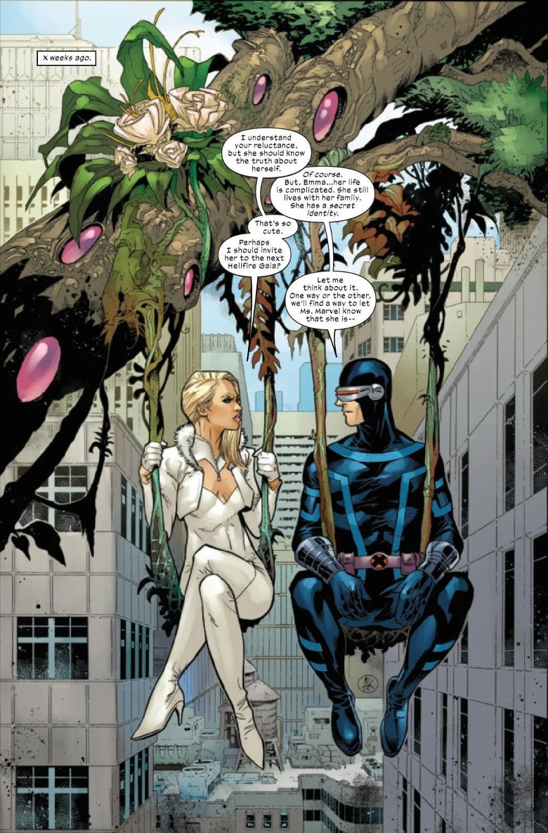 Cyclops and Emma discussing Ms. Marvel