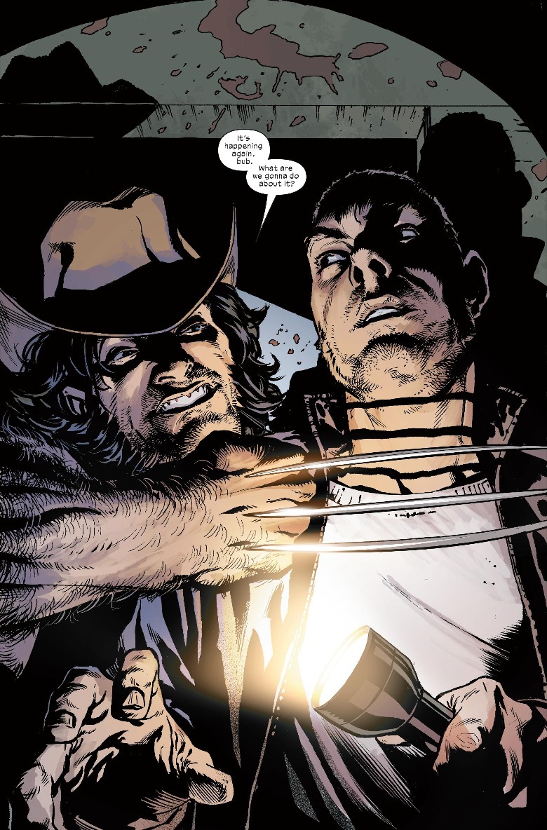 Wolverine with claws drawn on Johnny Blaze