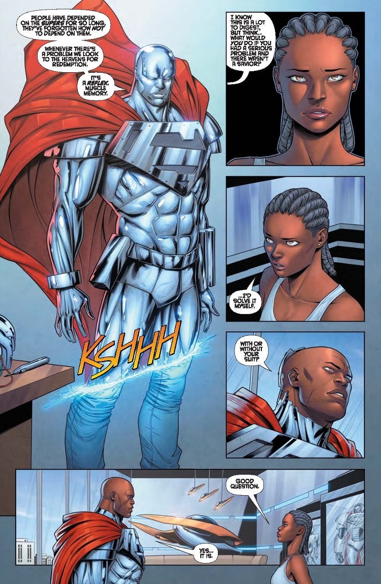 Steel talking to his daughter Natasha