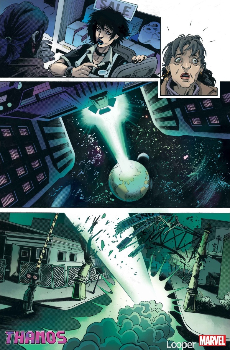 Thanos crashes down on Earth