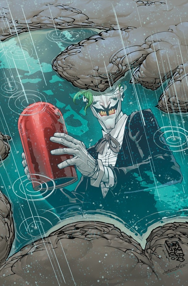 Joker holding Red Hood helmet