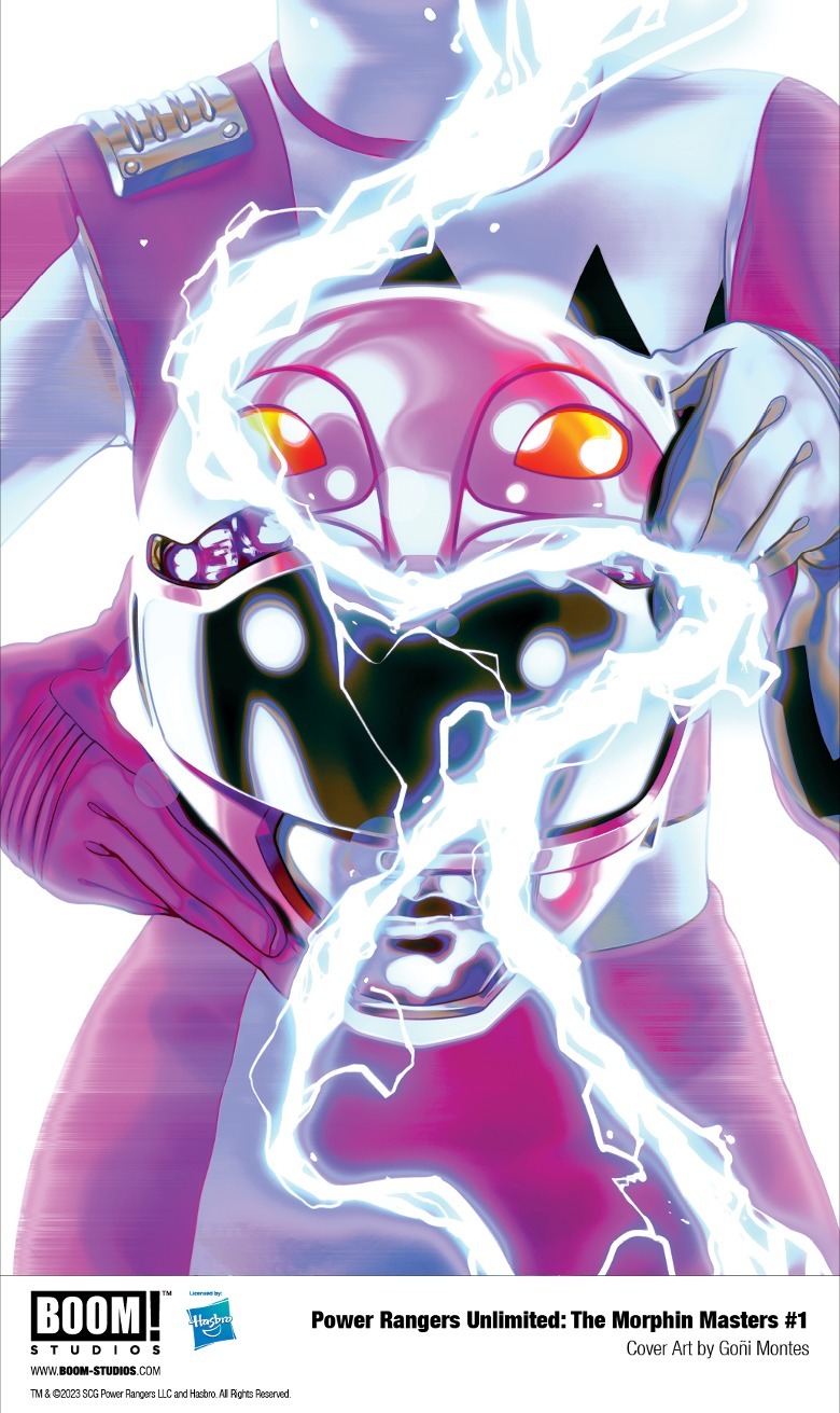 Pink Power Ranger with lightning streak